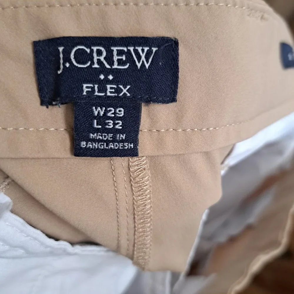 J CREW MENS FLEX CHINO PANTS SET OF 2 29X32 KAHKI AND BLUE CAUSUAL‎ DRESS PANTS